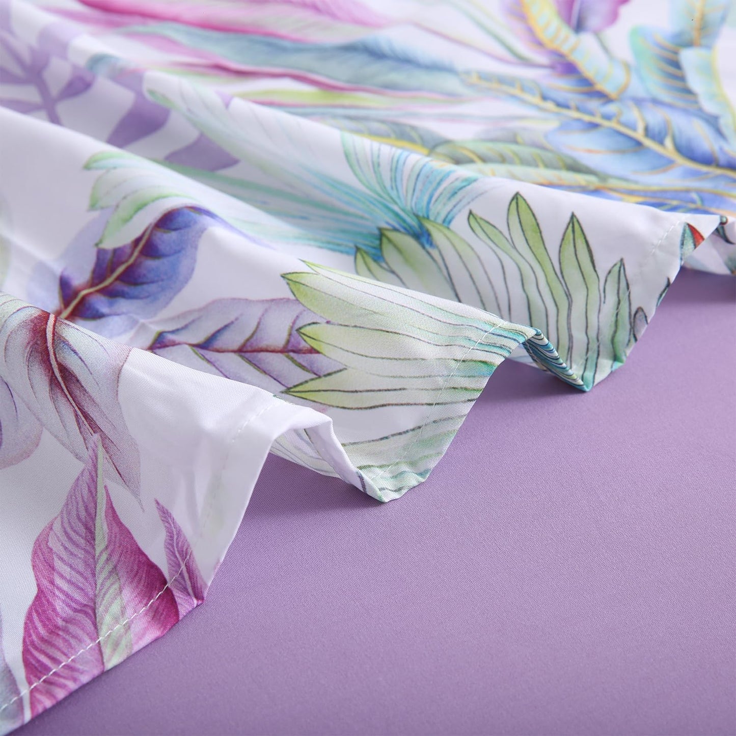 LONAVA Botaincal King Size 6 Pcs Sheet Set, Breathable Microfiber Deep Pocket Lavender Fitted Sheets, Comfy & Breathable Patterned Flat Sheets,4 Gentle Soft Pillowcases, Tropical