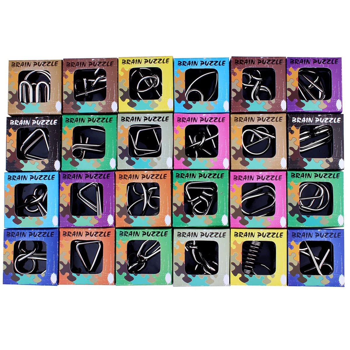 AHYUAN 24 Pack Metal Puzzles Brain Teaser IQ Wire Metal Puzzles for Adults Kids Teenagers Gifts Fidget Toys Educational Puzzle Games Toys Magic Trick Toy Party Favors for Kids Adults Challenge