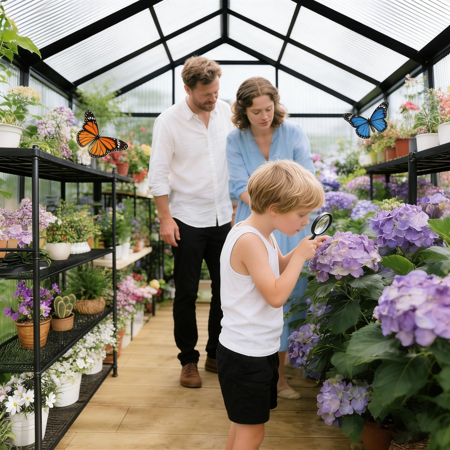 6x6FT Greenhouse for Outdoors, Polycarbonate Greenhouse with Quick Setup Structure and Roof Vent, Aluminum Large Walk-in Green House for Outside Garden Backyard, Charcoal Black
