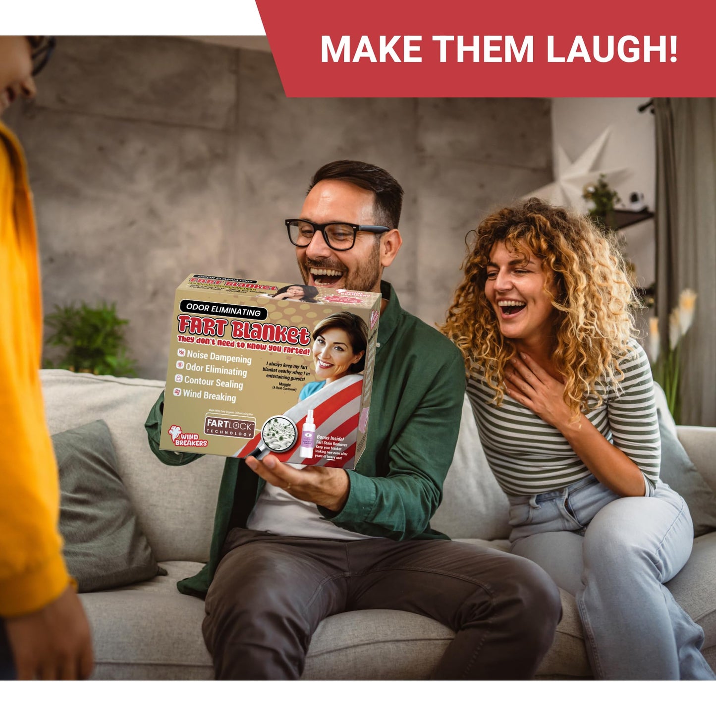 Laugh Out Loud Boxes Fart Blanket – Wrap Your Real Present Inside a Funny Gag Gift Box – Perfect for White Elephant, Secret Santa, Holiday, Birthday, Bachelor Parties - Play a Joke on Your Friends