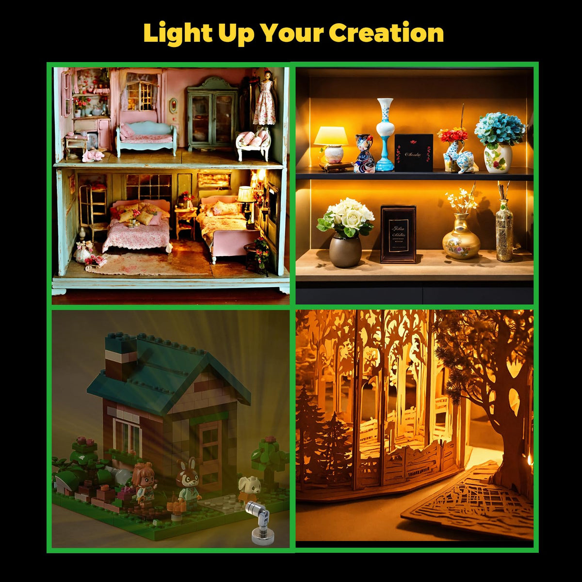 Suzeyar Metal Miniature LED Light,Tiny Spot Lights with Magnet Base,Battery Operated LED Lights,Wireless Miniature Spot Light for Artwork Painting,Jewelry Showcase,DIY Hand Craft (Cool White)