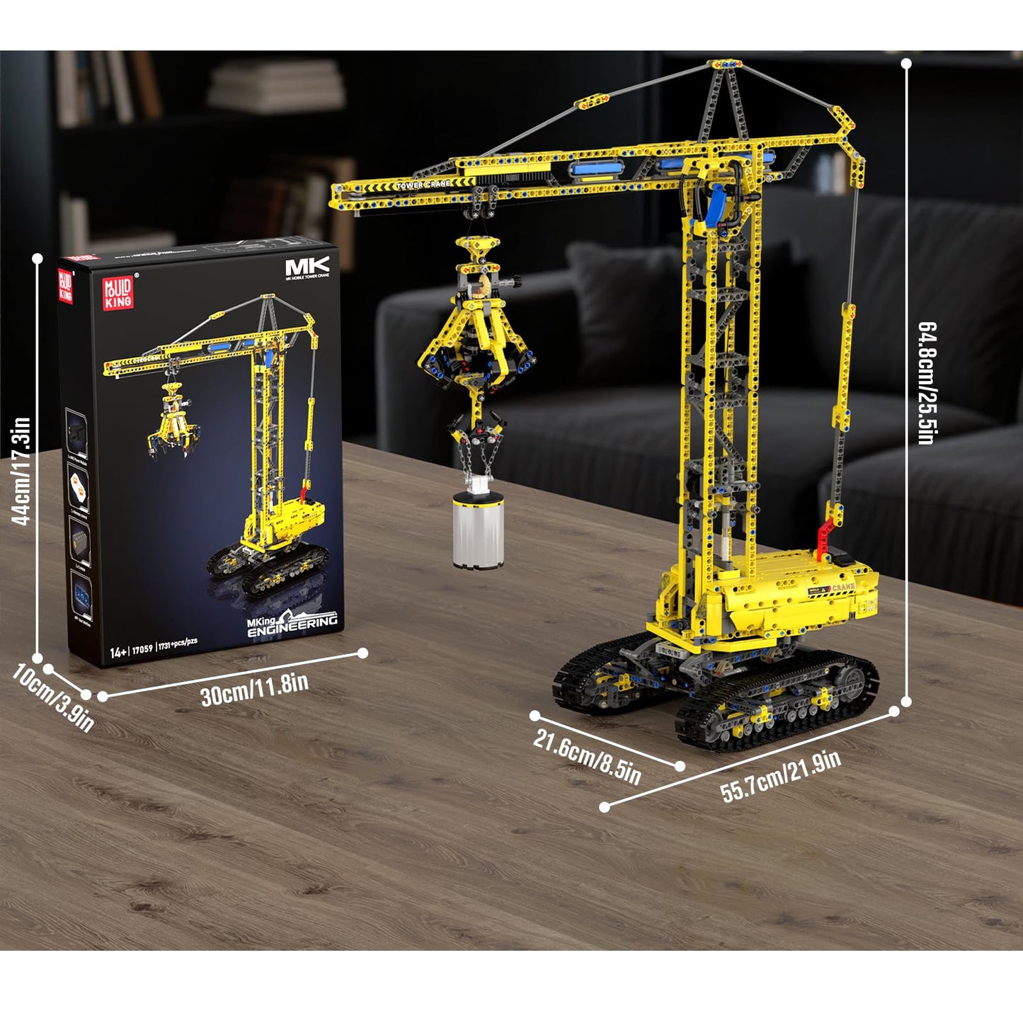 Mould King 17059 Technik Crawler Crane Advanced Building Sets, MOC Mobile Construction Model Toy with APP Remote Control for 14+ Teen/Adults, Large Vehicles Crane Building Kits for Adults(1731PCS)