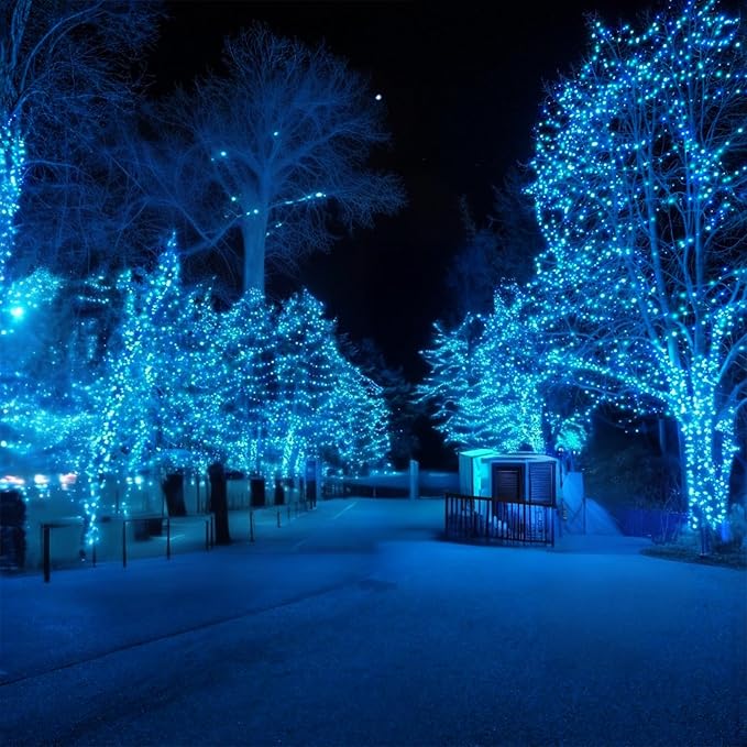 50ft 100 Counts Aqua LED Christmas Lights - Outdoor, Commercial Grade, Waterproof, Green Wire, Xmas, IP65, UL Listed