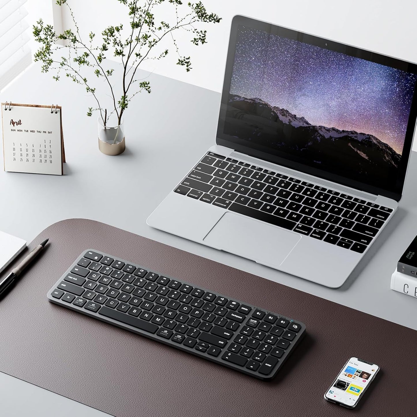 iClever BK20 Bluetooth Keyboard, with Numeric Keypad, Multi-Device Rechargeable and Stable Connection Compact Size Wireless Keyboard for MacBook, Laptop, iPad, Tablet, Windows