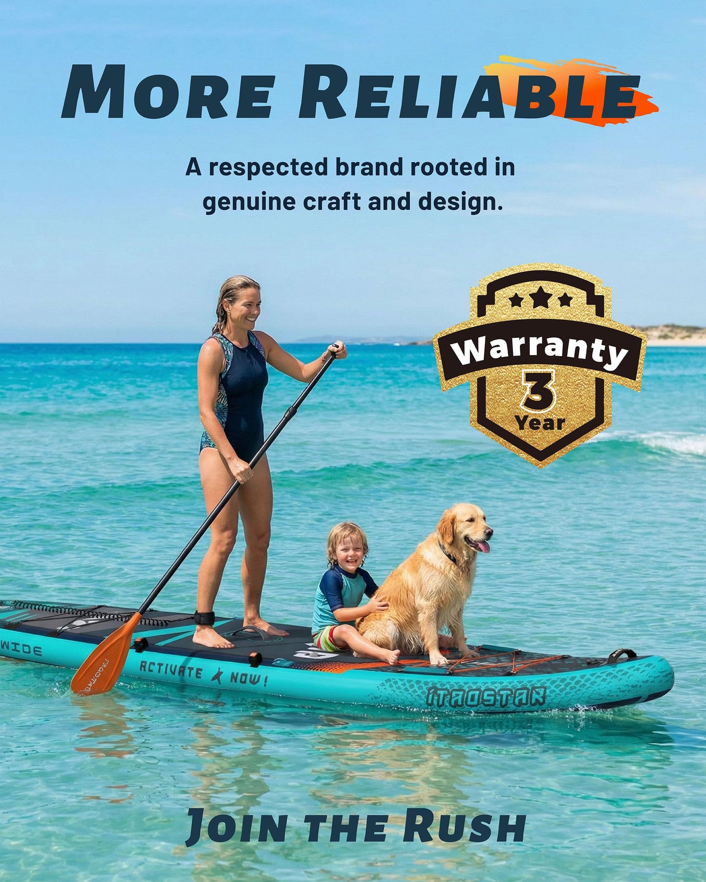 iTAOSTAR Lead 12' × 35" Inflatable Stand Up Paddle Board with Seat, Extra Wide SUP Board with 5 Fins Stable Design for Youth, All Skill Levels, Lakes, Oceans & Fishing