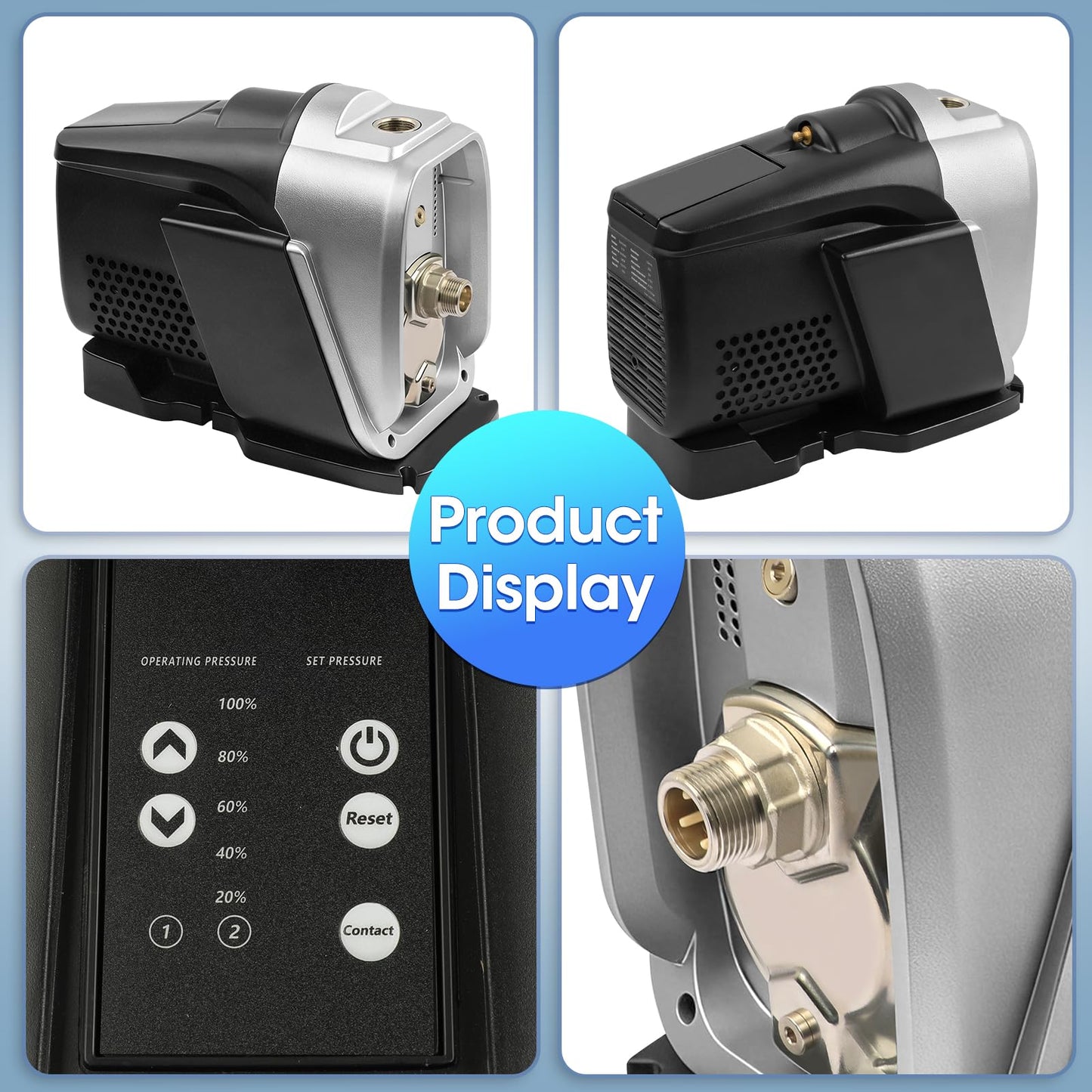 Water Pressure Booster Pump 680W 110V~115V 60Hz, 1 Inch Pipe Fitting, 1.5-5.5bar Adjustable Pressure, for Home/Garden/Business Water Transfer & Irrigation