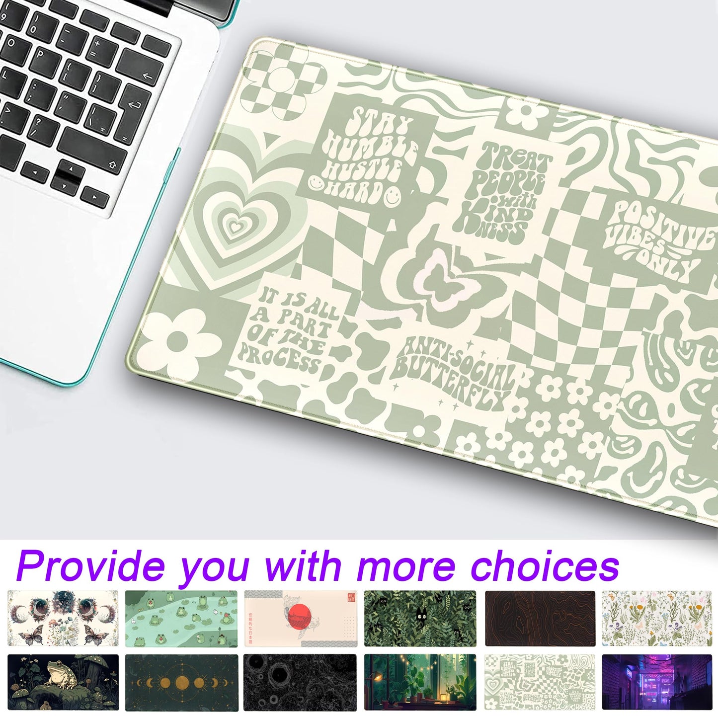 DCJJM Boho Aesthetic Desk Mat Beige Retro Hippie Boho XXL Large Extended Gaming Green Sage Mouse Pad Women Gamer Girl Work Office Computer Deskmat Mousepad Laptop Keyboard Mat Desk Pad 31.5x15.75 in