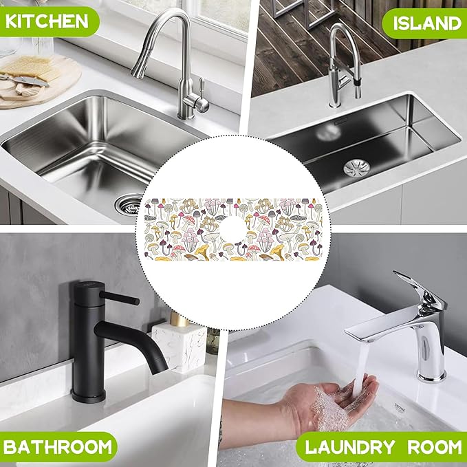 Butterflies and Chamomile Kitchen Sink Splash Guard Faucet Mat Super Absorbent