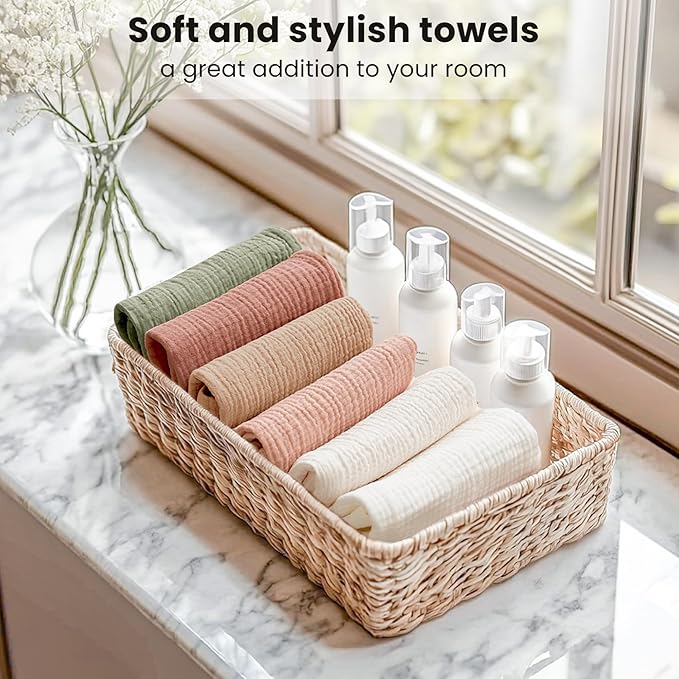 Konssy 6 Pack Face Cloths, Soft Wash Cloth