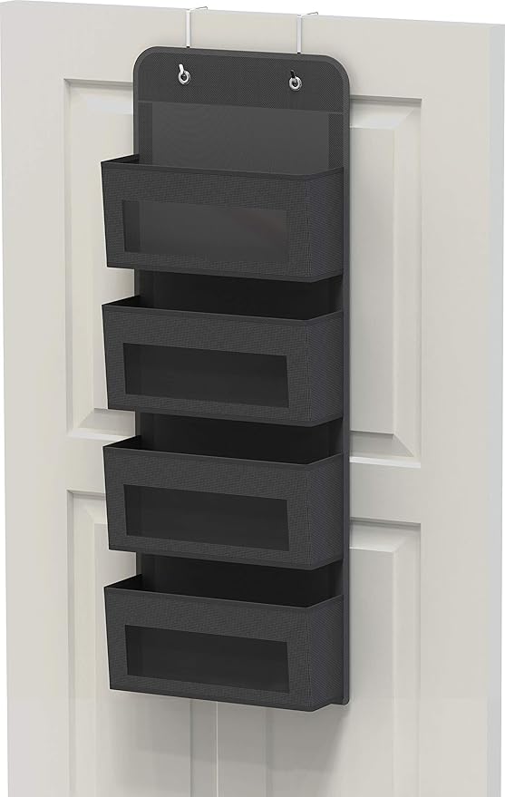 Simple Houseware 4 Clear Window Pocket Over Closet Door Storage Hanging