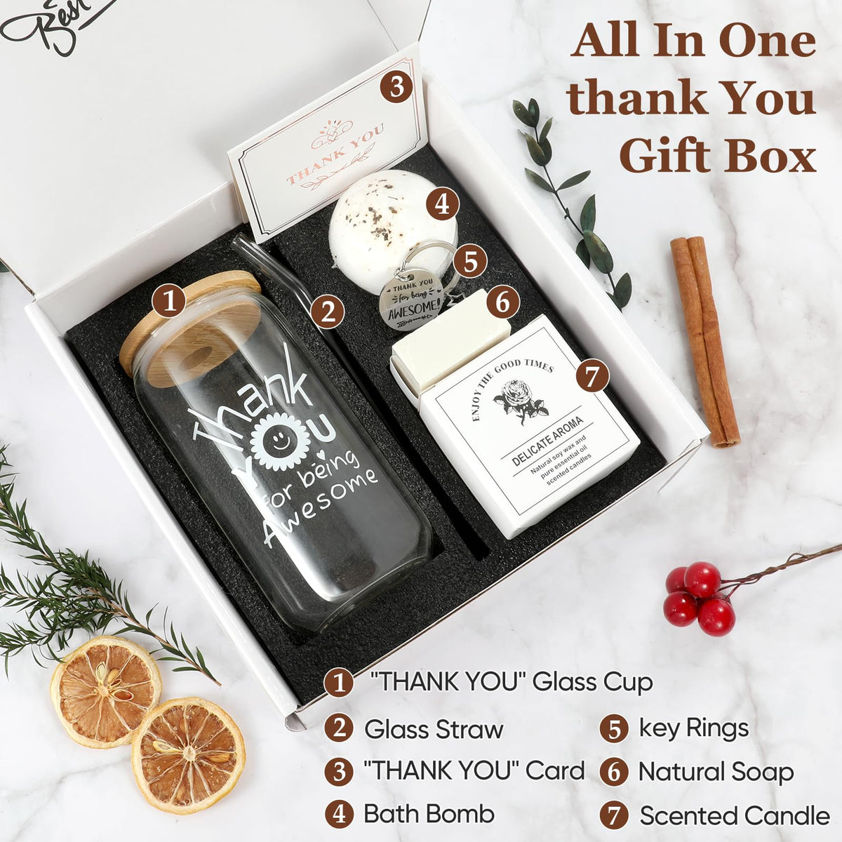 Benjika Appreciation Gifts for Women, Colleagues & Neighbors - Glass Cups, Employee & Coworker Thank You Gifts - 'Being Awesome' Gift Set