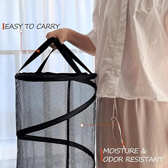 BATTOO Black X-Large Collapsible Laundry Basket Foldable Mesh Pop Up Hamper