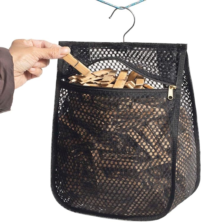 Mesh Clothespin Bag for Clothesline Outdoor, Clothes pin Bag