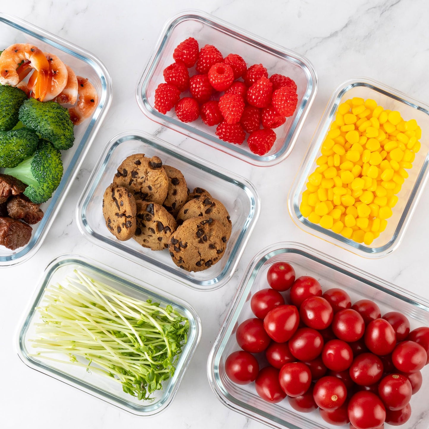 YARYOUNG 16PCS (8 Bowls + 8 Lids) High Borosilicate Glass Meal Prep Containers, Food Storage Containers with Airtight Lids, Glass Lunch Bento Boxes,Dishwasher Safe, pink