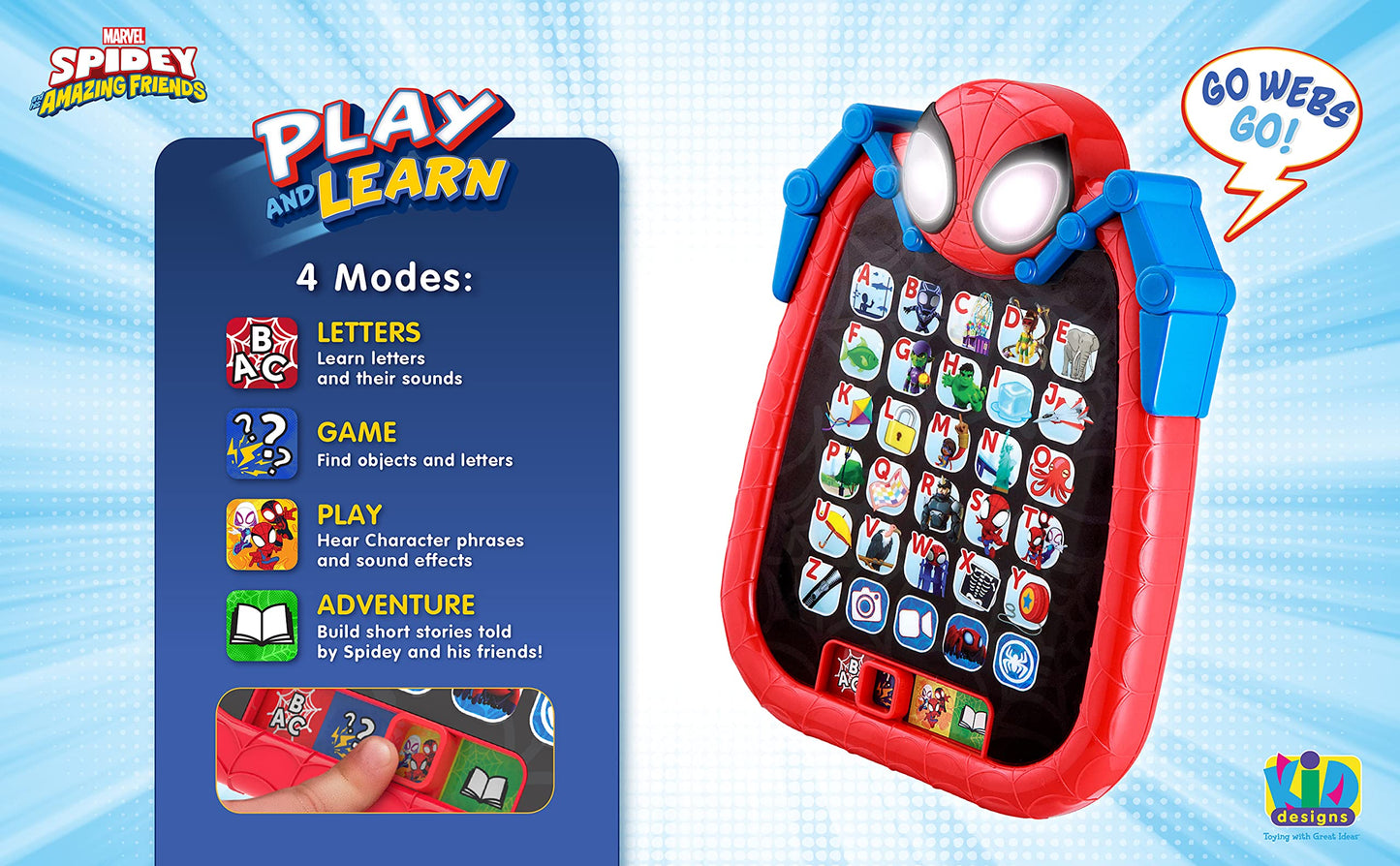 ekids Spidey and His Amazing Friends Kids Tablet for Preschool, Tablet with Educational Games and ABC Learning for Toddlers Aged 3 and Up