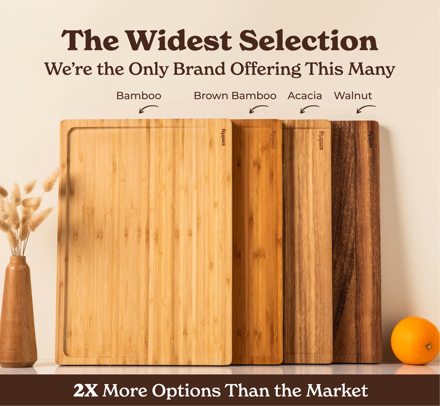 SMIRLY Bamboo Wooden Cutting Boards for Kitchen, Set of 3 Large - Small, Bamboo Wood Cutting Board Set with Deep Juice Grooves, Non Toxic Serving Tray, Perfect Mother's Day Gifts