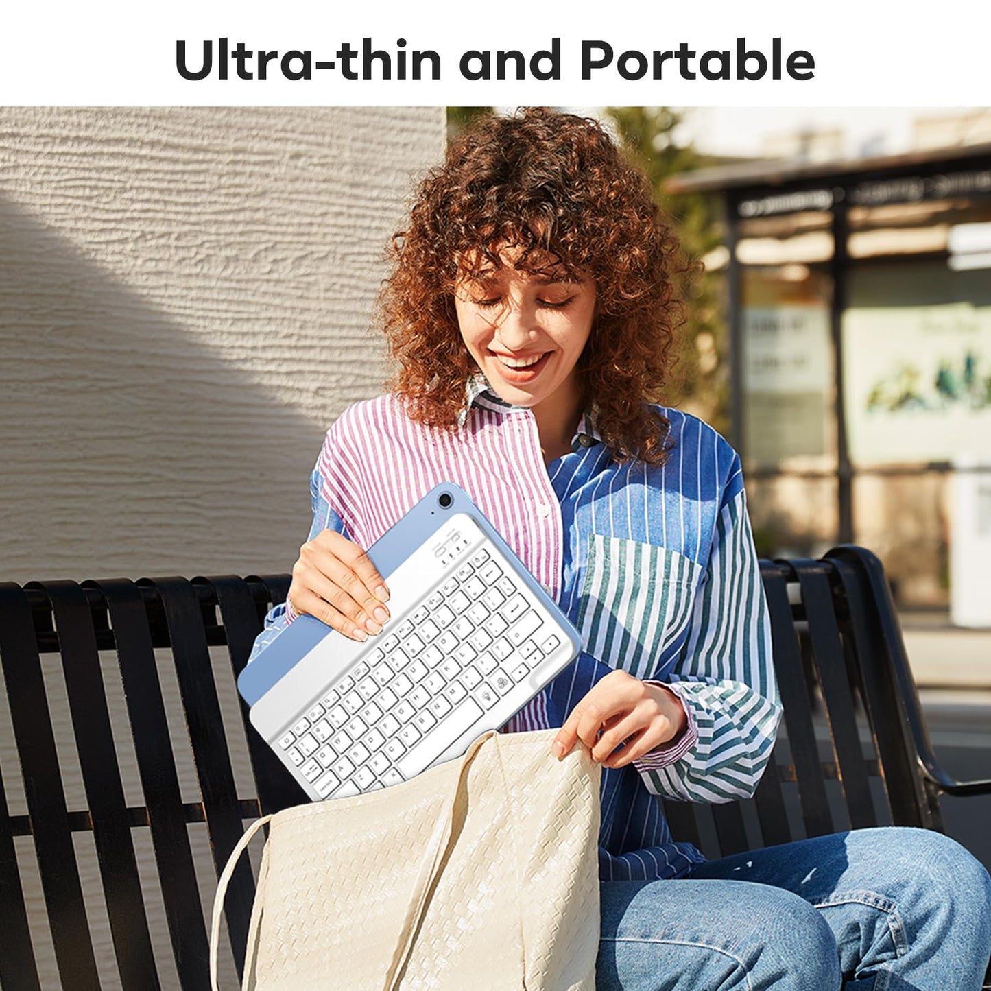 OMOTON Bluetooth Keyboard, Backlight Wireless Rechargeable Keyboard for iPad, iPad Pro, iPad mini, iPad Air with Illuminated LED (White)
