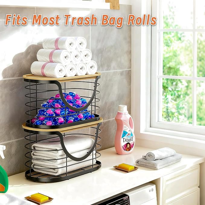 2 Pack Trash Bag Holder,Stackable Trashbag Dispenser