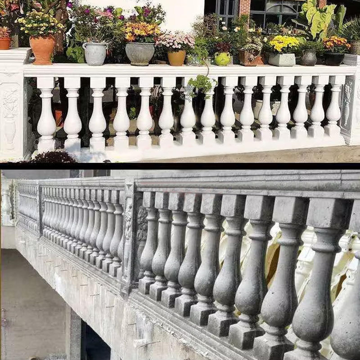 5 PCS Per Meter 37.4inches High ABS Balcony Concrete Molds,Balustrade Molds Terrace Casting Decorative handrail vase Column Concrete Fence Form