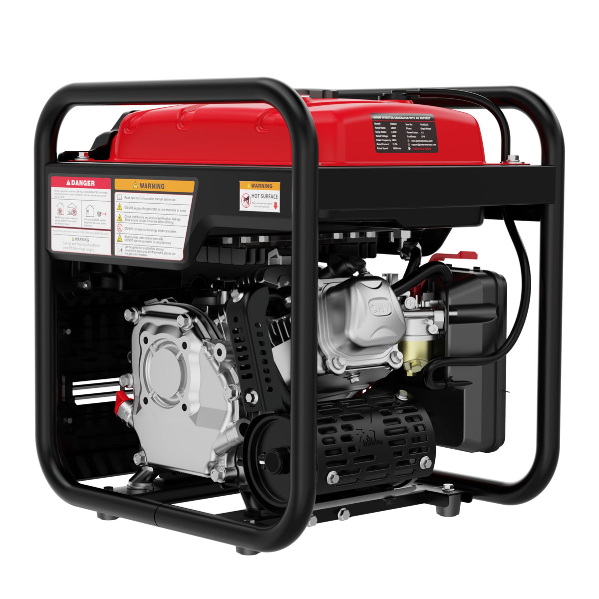 PowerSmart 4500W Portable Inverter Generator with CO Alarm, 223cc Gas Powered Engine, Quiet Run for RV Ready, Home Backup, Emergency, & Camping, EPA Compliant, Parallel Ready