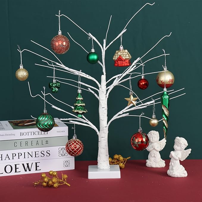 124Ct Red Green and Gold Christmas Ornaments for Tree Set, Shatterproof Assorted Christmas Decorations for Xmas Tree Snowflake Icicle House Ball Ornaments Baubles for Holiday Decor(Red Green Gold)