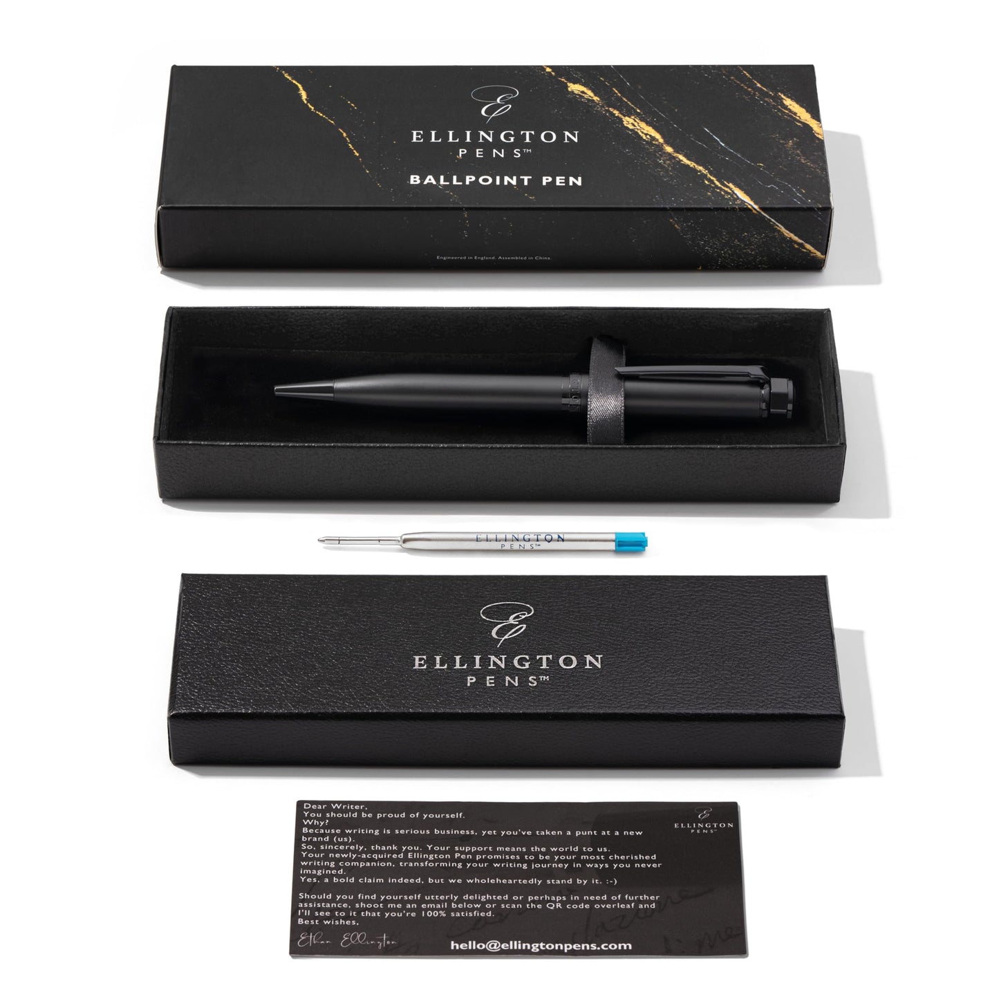 Ellington Pens Luxury Ballpoint Pen ā Premium Quality, Smooth Writing Experience, Elegant Design, Includes 2 Ink Refills (Black & Blue) ā Ideal for Professionals and Gift Giving