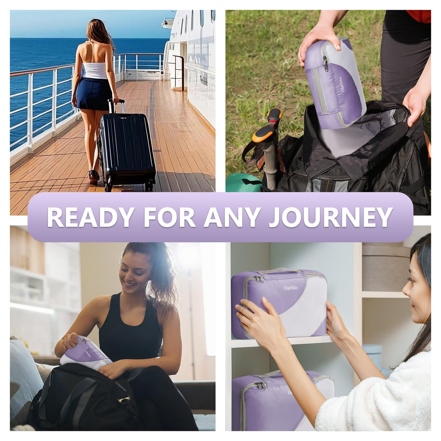 8 Set Packing Cubes for Travel, Gifts for Women Mom,Anti-Tearing Suitcase Organizer for Luggage with Shoe & Hanging Toiletry Bag,OlarHike Vacation Essentials & Accessories for Cruise Ship