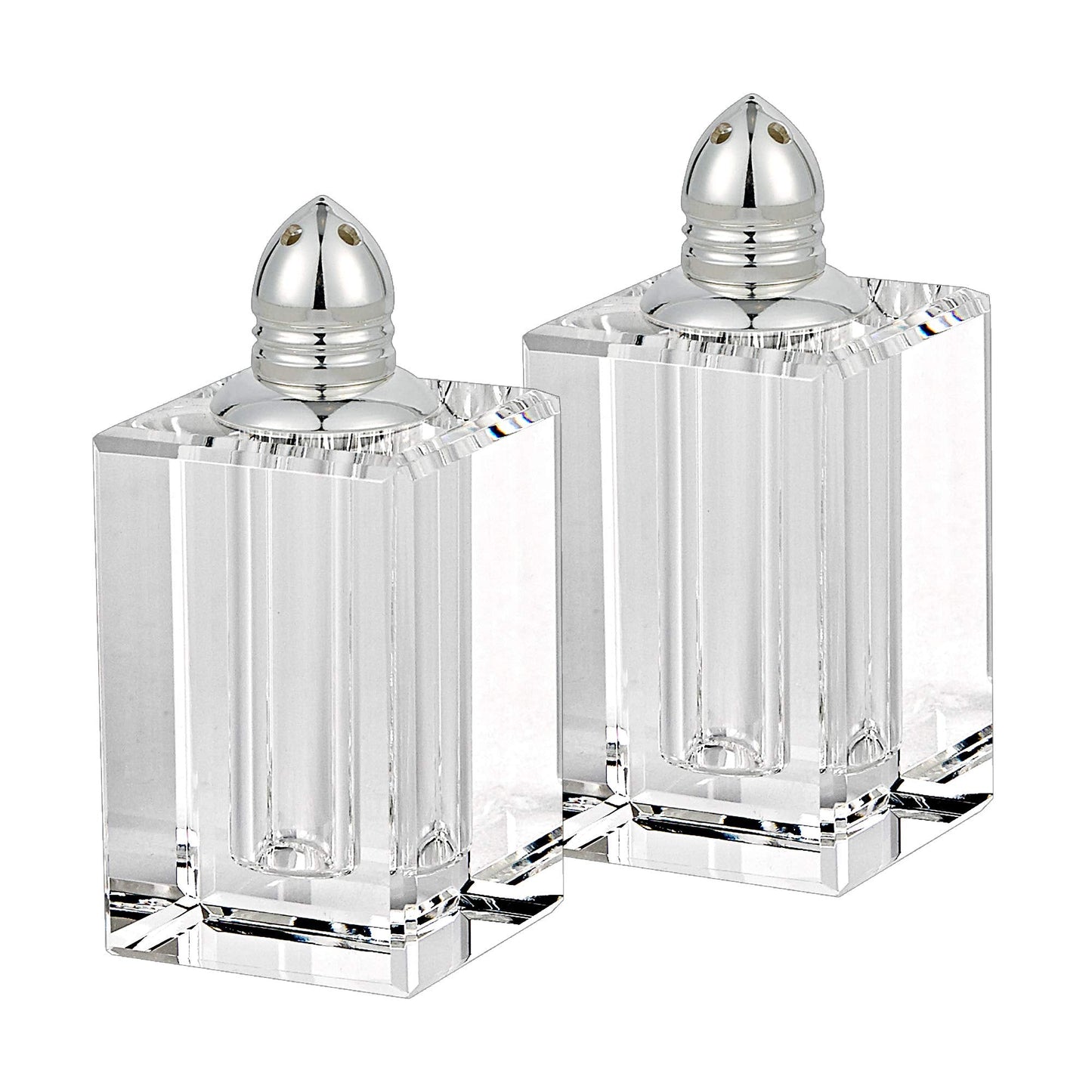 Badash Crystal Salt and Pepper Shakers Set - 3.5" Crystal Glasses with Gold Tops