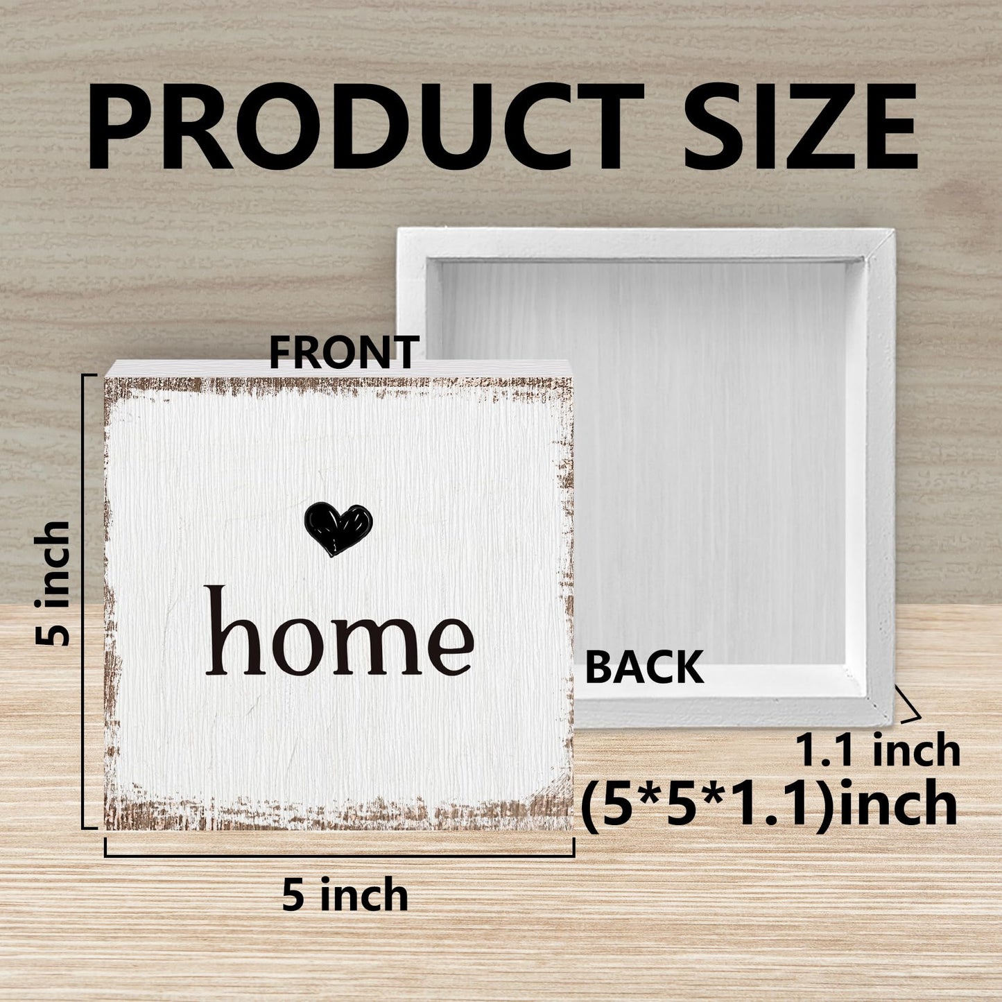 ANIANG Home Sign, Home Signs for House Decor, Welcome Sign, Rustic Farmhouse Desk Decor Wood Block Box Plaque for Living Room Wall Shelf, Housewarming Gifts