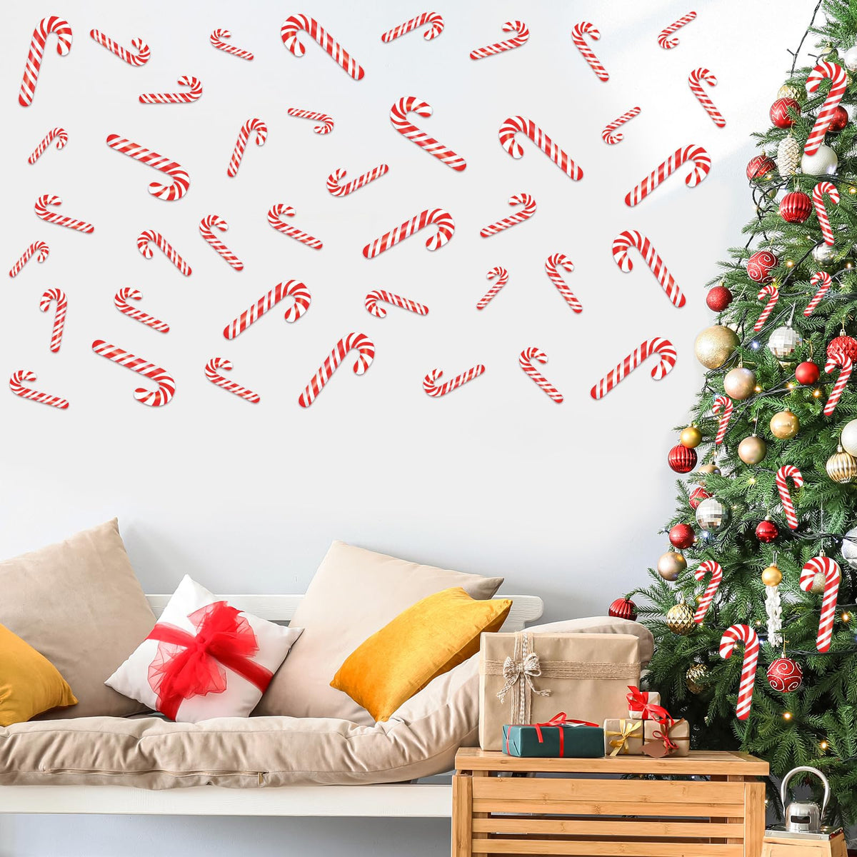 Zonon 90 Pcs Christmas Candy Cane Paper Cutouts Classroom Bulletin Board Decoration for Classroom Office Party Bulletin Board Wall Chalkboard Home Christmas Decor