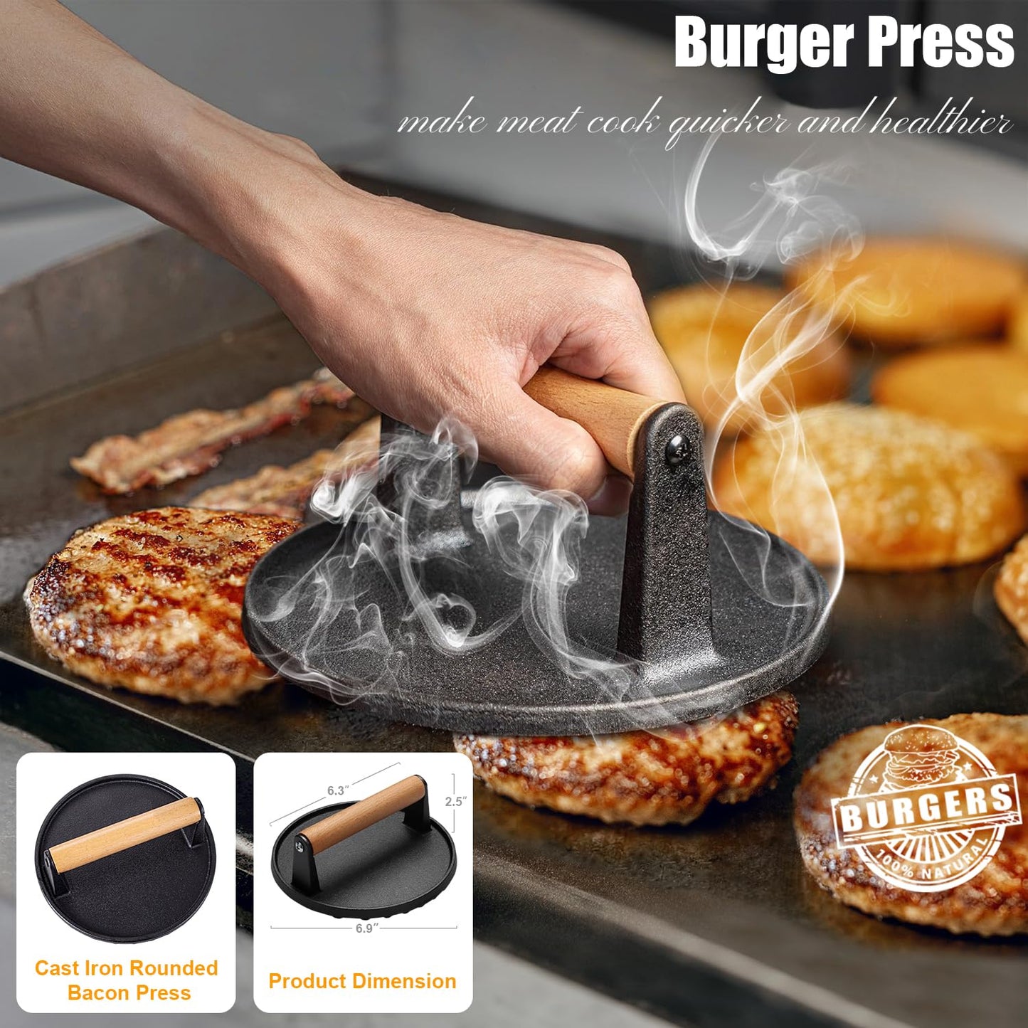 Grilliance 27pcs Griddle Accessories Kit for Blackstone, Professional Hibachi Flat Top Grill Tools, Enlarged Spatula Gift Set with Basting Cover, Smash Burger Press for BBQ Teppanyaki Plancha
