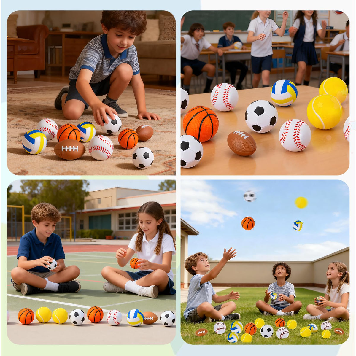 Tiaxidex 24 PCS Stress Balls, Sports Party Favors, Mini Sports Balls, Mini Foam Fidget Toys for Stress Anxiety Relief, Goodie Bag Stuffers, Office Classroom Stress Relief Gifts, Classroom Prizes