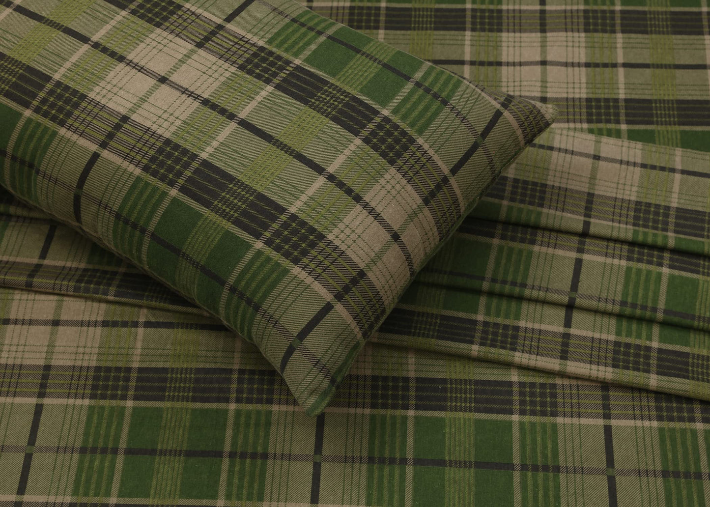 RUVANTI Flannel Sheets Queen Size - 100% Cotton Double Brushed Bed Sheets, Deep Pockets 16 Inches Queen Sheet Set, All Seasons Breathable & Extra Soft - Warm & Cozy, 4 Piece, DNA Plaid