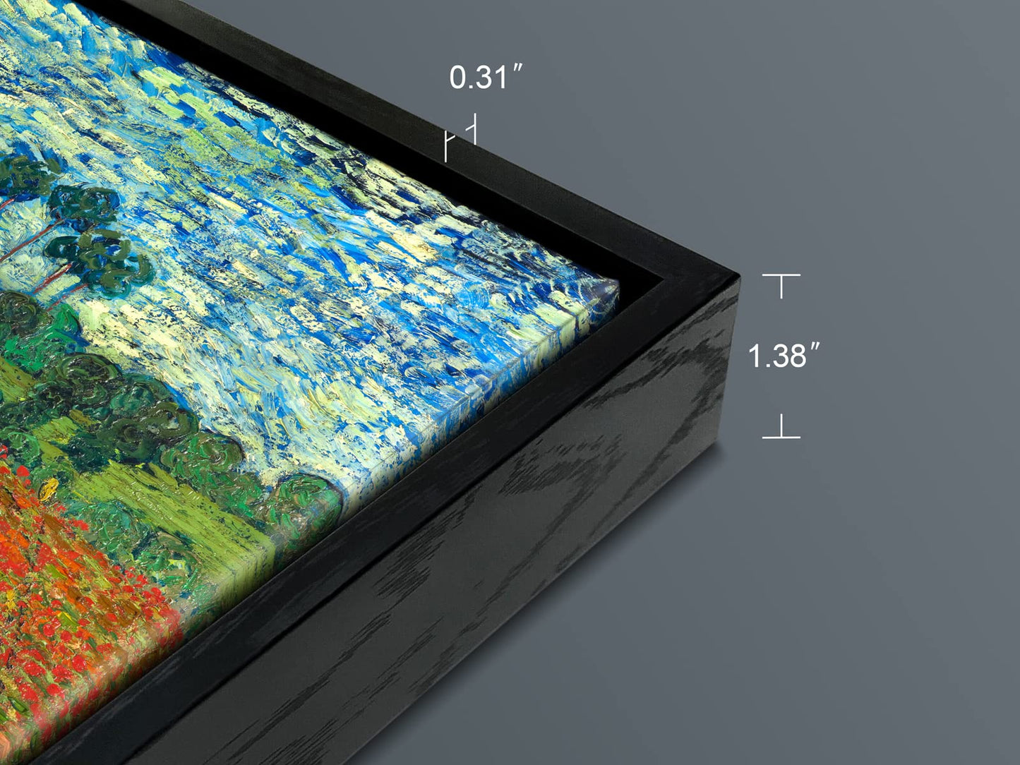 Wieco Art Framed Art Poppy Field June 1890 Canvas Print of Vincent Van Gogh Oil Paintings Reproduction Abstract Wall Art for Home Decorations Black Frame