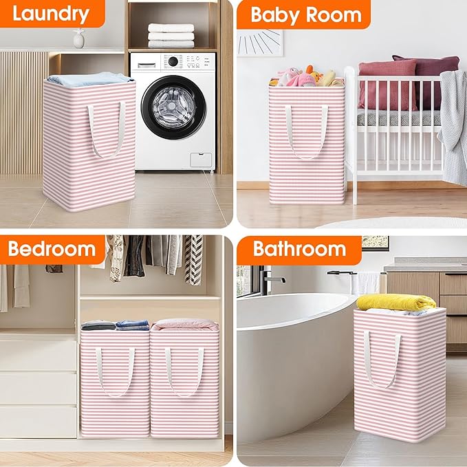 3 Pack Large Laundry Basket, Waterproof & Freestanding Laundry Hamper,