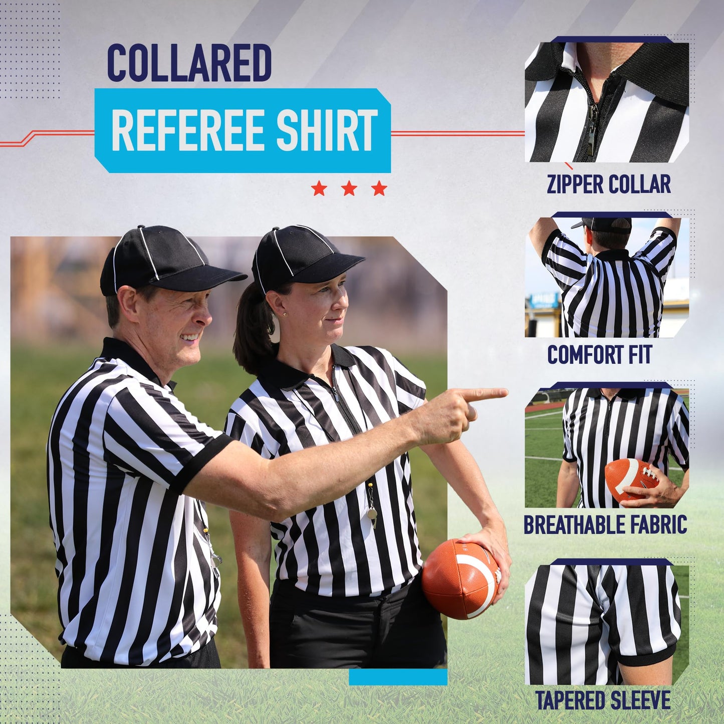 Murray Sporting Goods Men’s Referee Shirt Collared | Official Mens Ref Shirt Jersey Short Sleeve - Football Halloween Costume (X-Large)