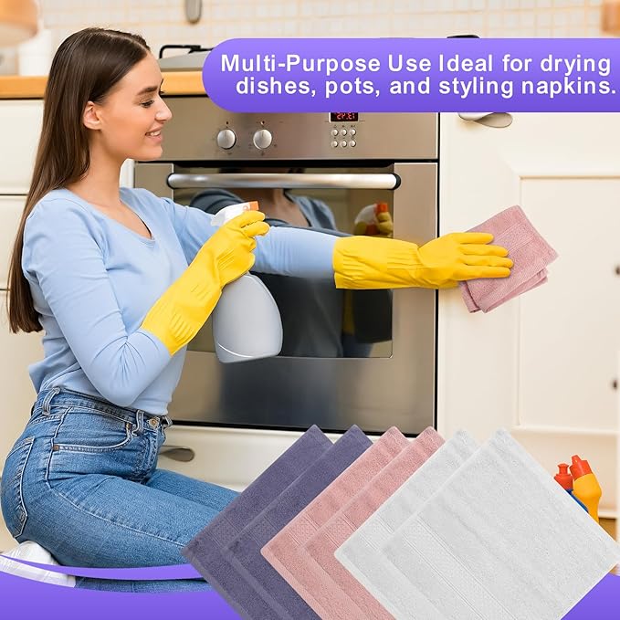 6 Pack 100% Cotton Wash Cloth, 13x13 Inch Highly Absorbent and Soft Feel