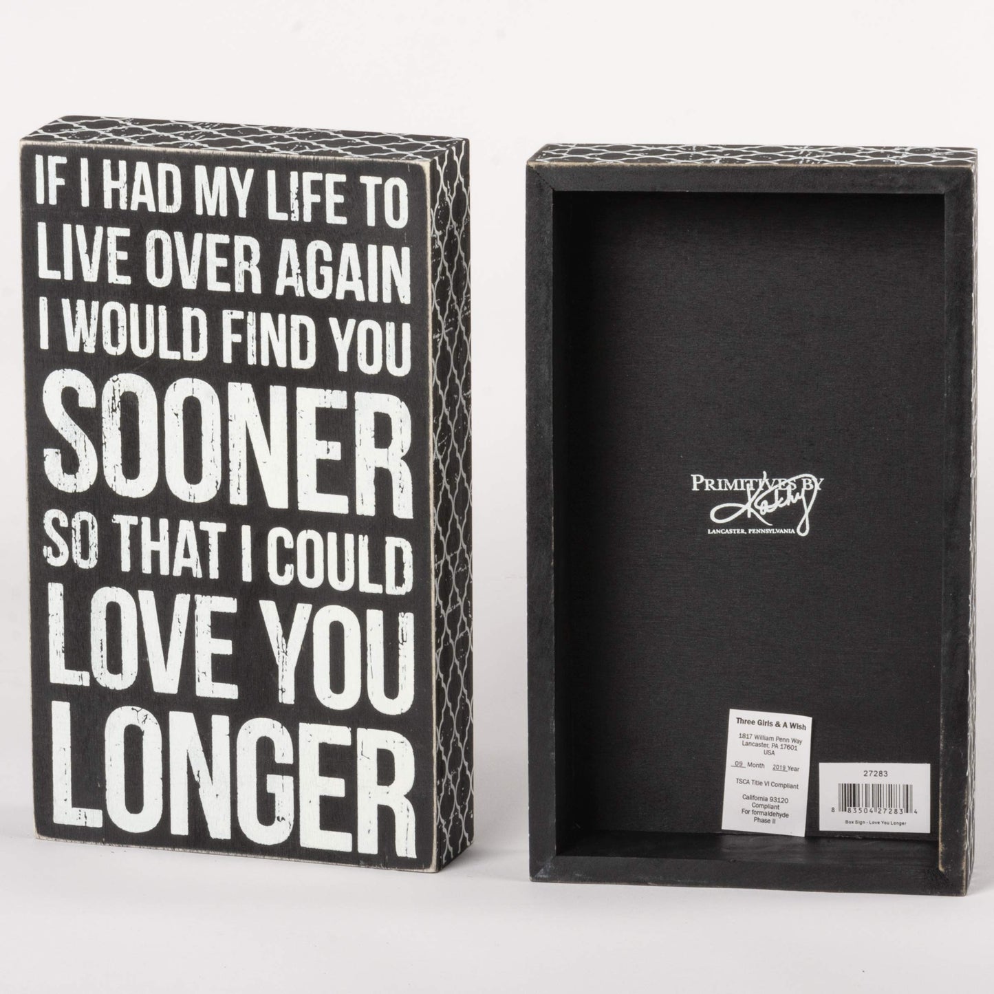 Primitives by Kathy 27283 Classic Box Sign, I Could Love You Longer