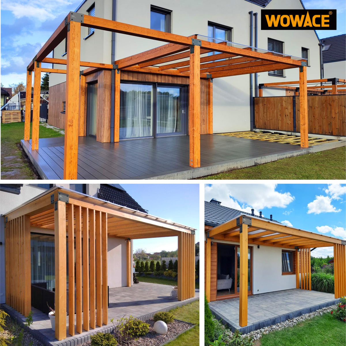 WOWACE 2 Pack 4x6 (Actual 3.5"x5.5") Heavy Duty Stainless Steel Pergola Brackets - Corner Post to Beam Connector for Gazebos, Patio Decks, Porches - Wood Post Cap Tie Bracket (Dark Gray)