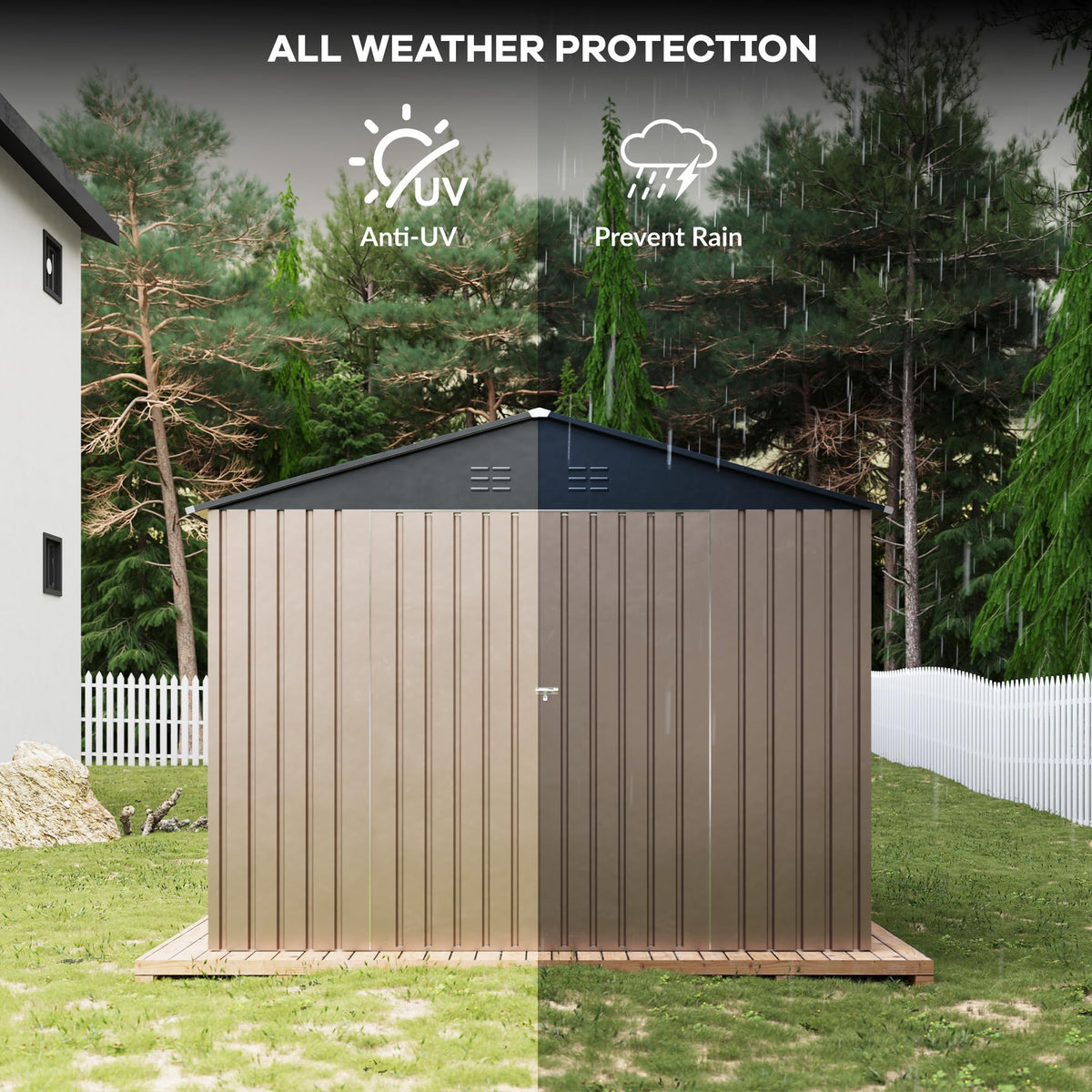 8 x 12 FT Outdoor Storage Shed, Metal Garden Shed with Updated Frame Structure, Tool Sheds for Backyard Garden Patio Lawn