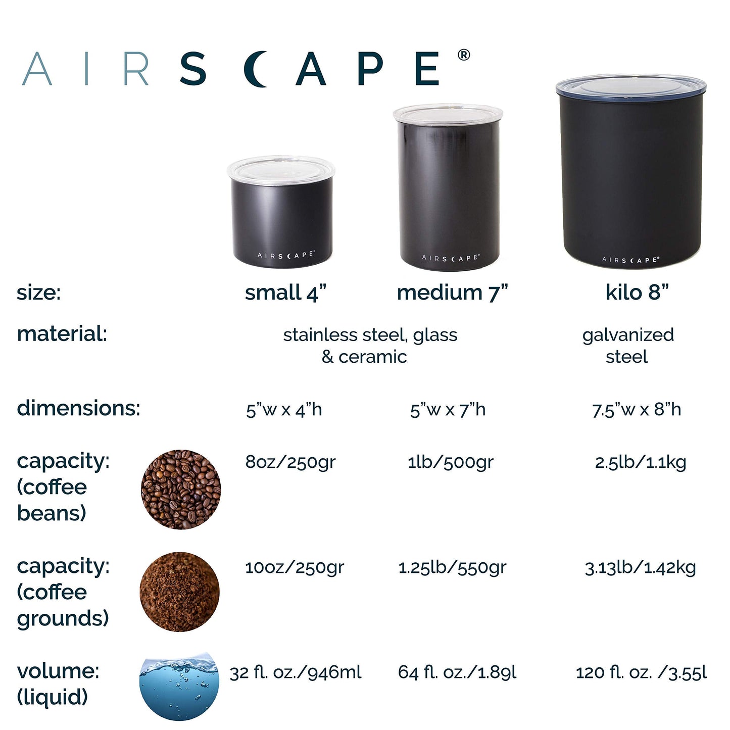 AirScape Glass Food Storage Canister - Glass Storage With US Patented Airless Inner Lid & Bamboo Top Lid - Preserves Food Freshness (Small 4-Inch)