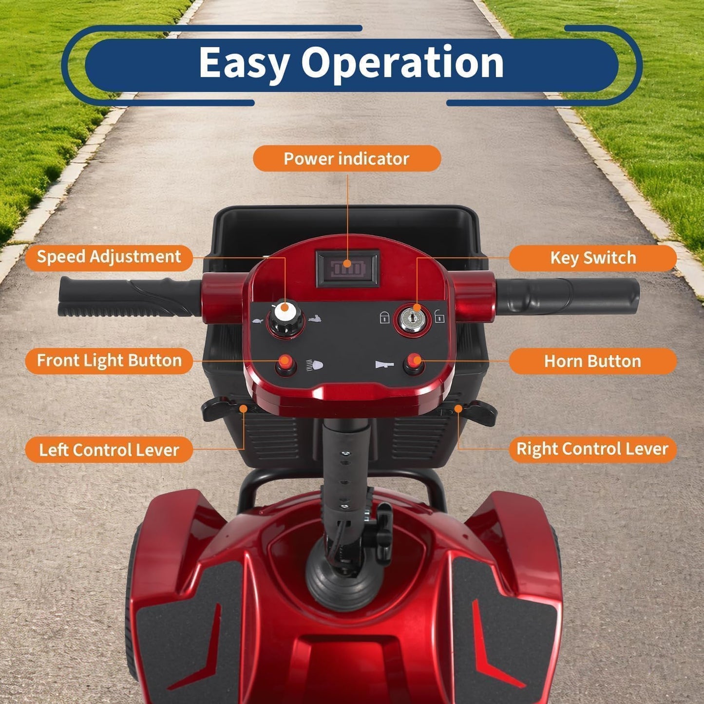 EliteEdge Foldable 4-Wheel Mobility Scooter for Adults & Seniors - 350W Motor, 300LBS Capacity, Up to 20-Mile Range with Removable 20Ah Battery, 3.7 MPH for Indoor & Outdoor Use