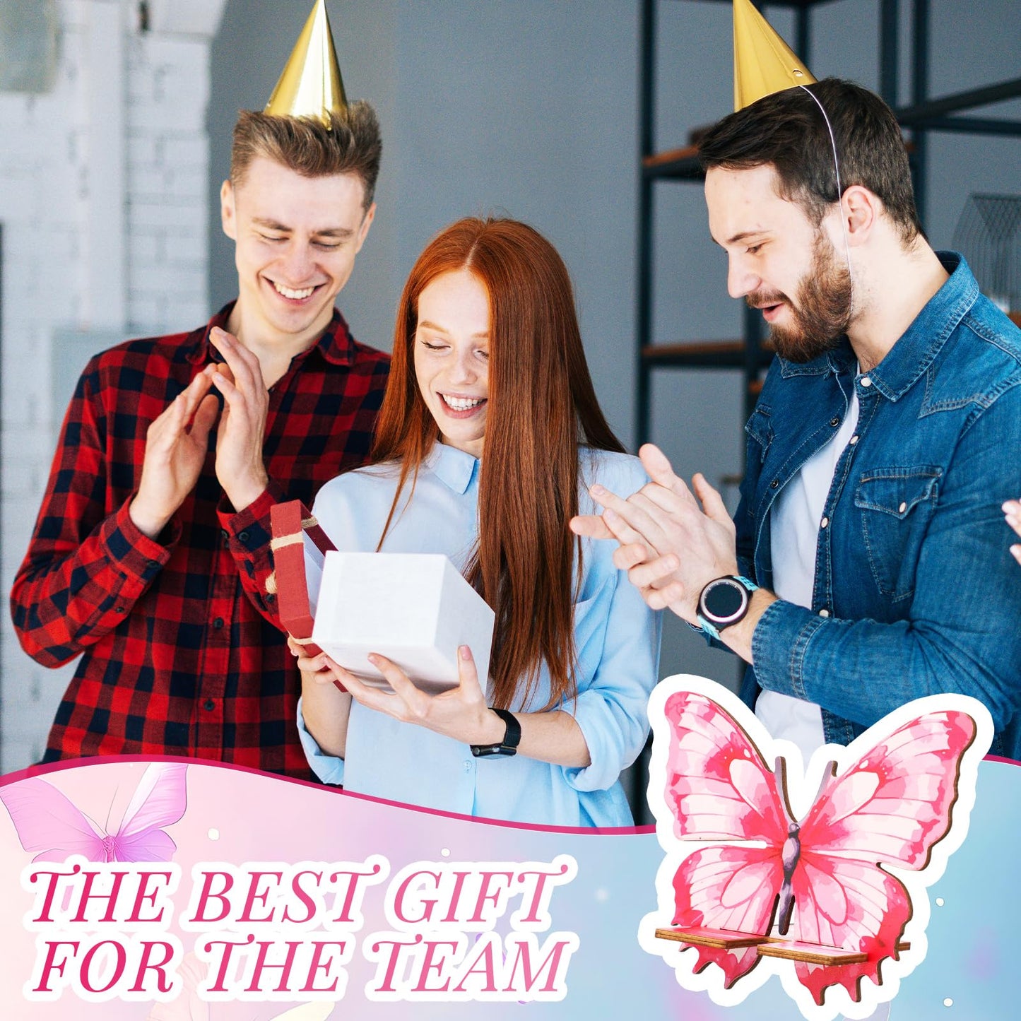 Konohan 12 Pack Wooden Butterfly Cell Phone Stands, Bulk Employee Appreciation & Spring Thank You Gifts, Decorative Desk Phone & Tablet Holders with Charging Hole, for Office, Team, Coworkers, Staff