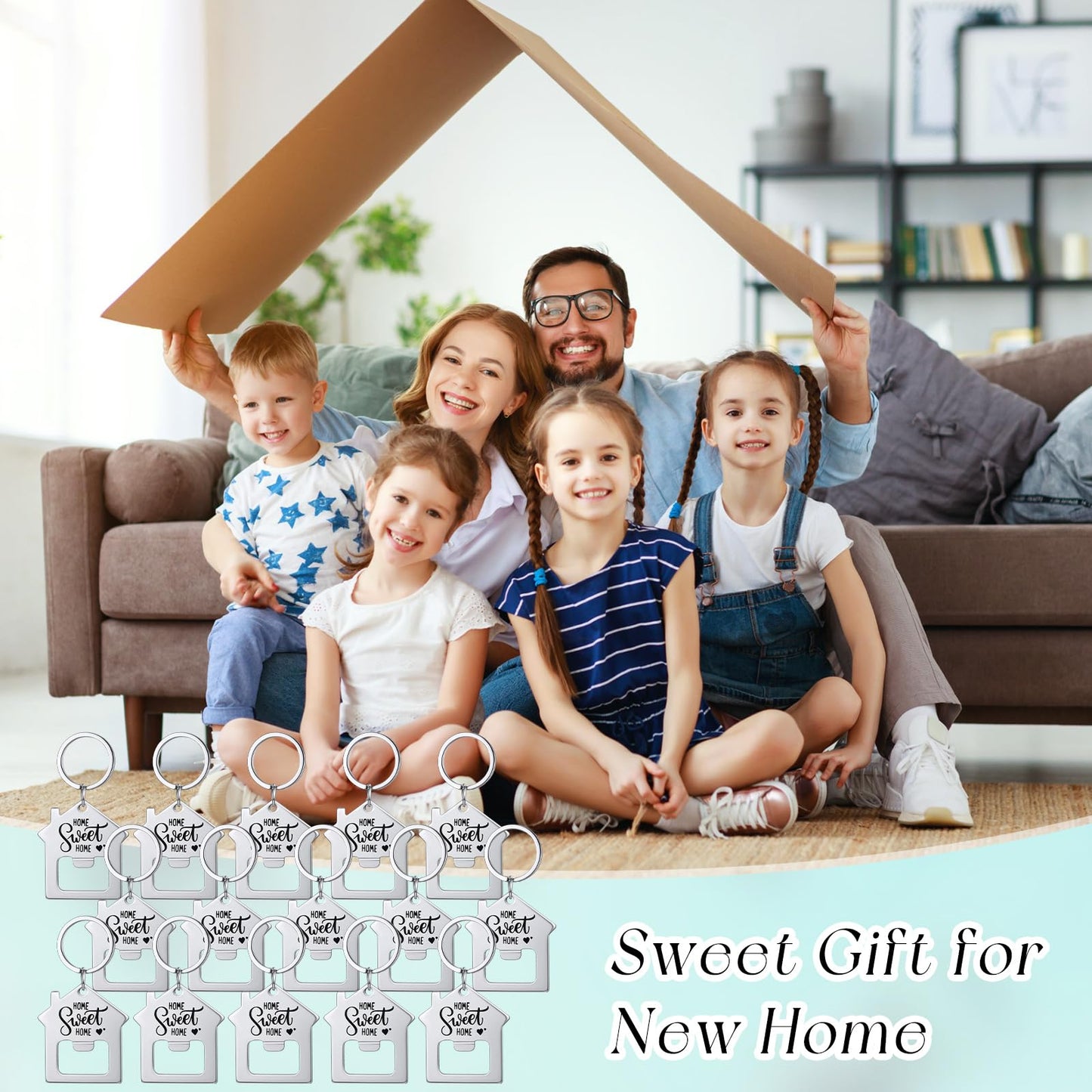 Jingmore 30 Pcs New Home Keychains Bulk Estate Agent Gifts Guests Bottle Opener House Keyrings Housekeeping Gift Housewarming Favors