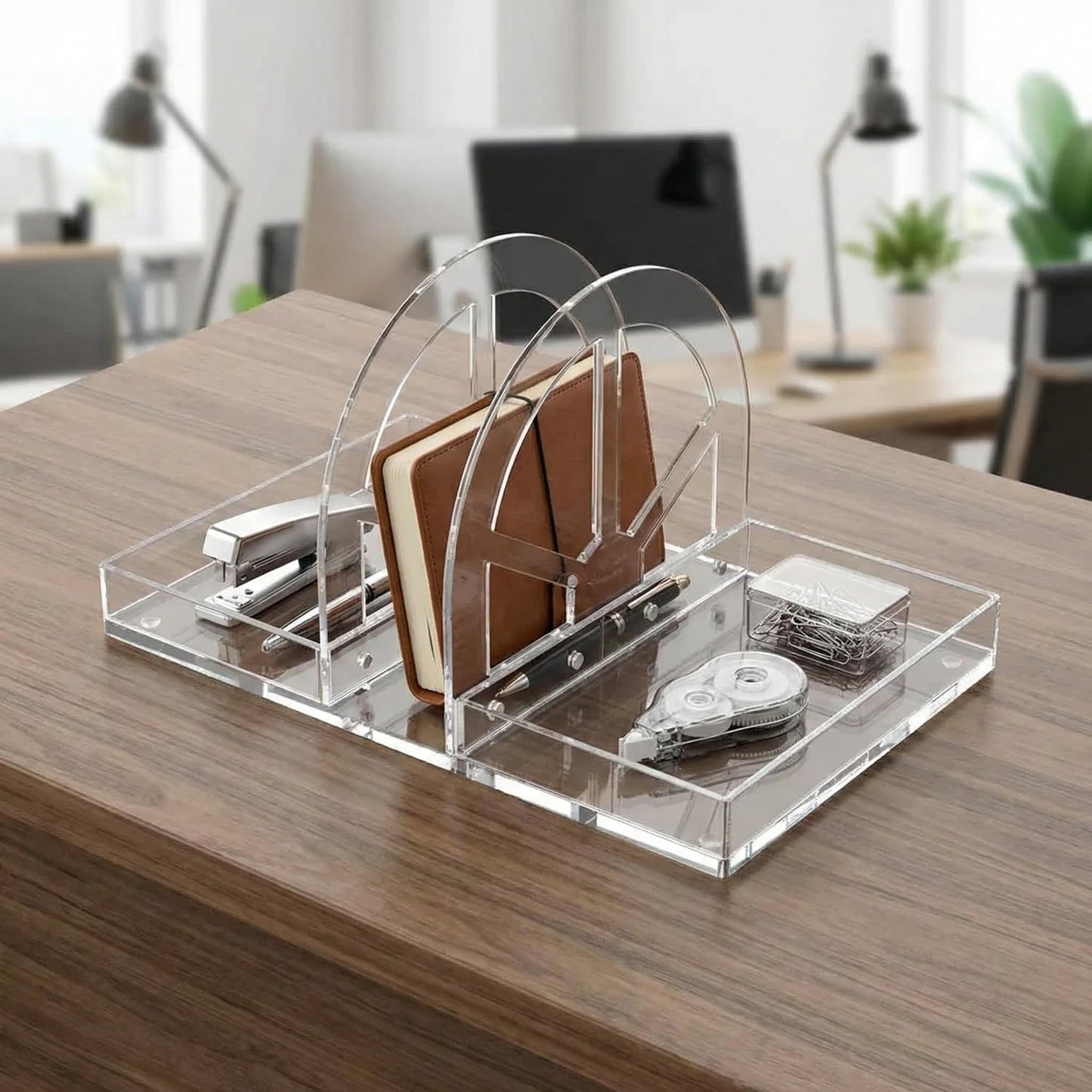 YAGELI Acrylic Napkin Holder with Magnetic Assembly, 2-in-1 Clear Space-Saving Organizer with Salt and Pepper Shakers Caddy for Kitchen Counter, Coffee Station, Office Desk, Modern Tabletop Storage