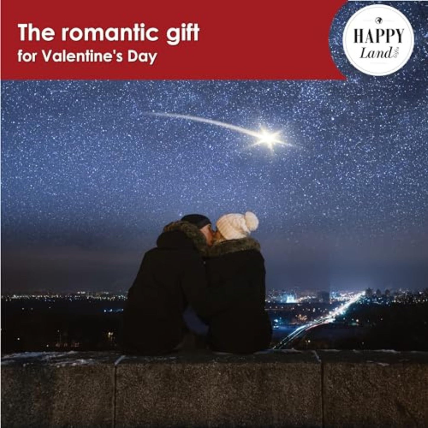 happylandgifts® Romantic Gift Set | Shooting Star | Unusual Gift | Real Meteorite in Red Heart Box | Tea Light | Rose Petals | Certificate Roll | Meteor Gifts
