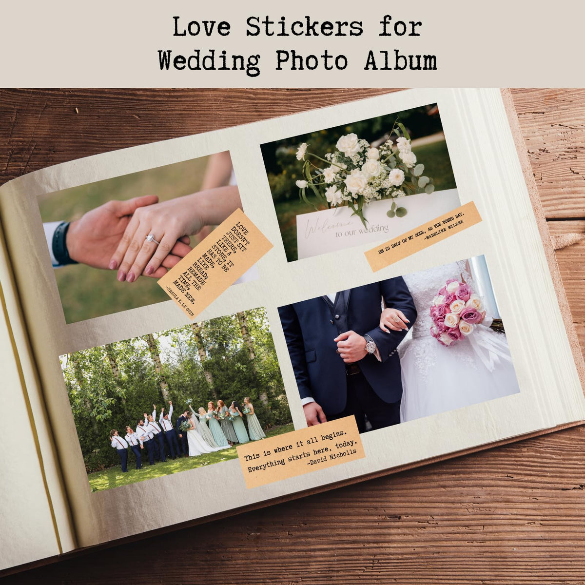 TriluckyDeco Wedding Scrapbook Stickers Love Quotes Vintage,Couples Lover Themed Anniversary Photo Album Retro Ephemera Scrap Booking Supplies Aesthetic Junk Journal Journaling for Adults Art Collage