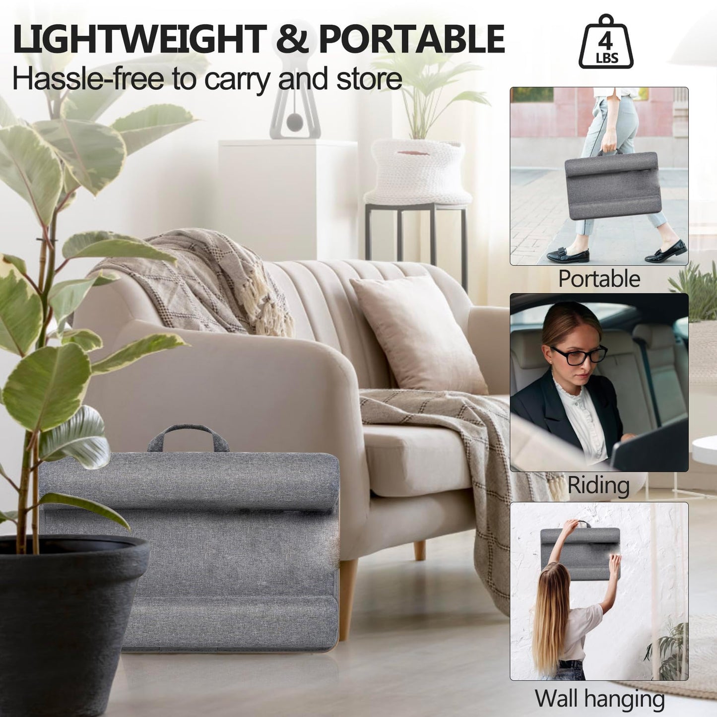 CNFJZFZY Lap Desk for Laptop with Cushion - Portable Lap Desk for Bed & Couch - Gifts for College Girls - Laptop Stand Tray with Mouse Pad - Study Tools & Cooling Pad Included