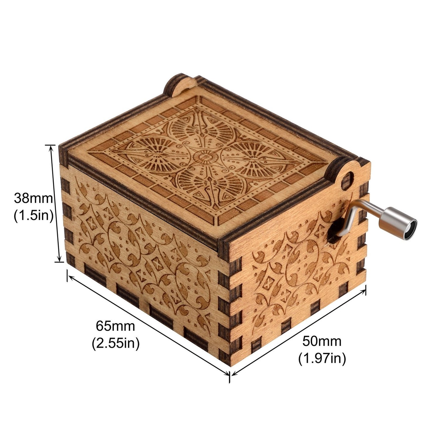 Huntmic Wooden Hand Crank Rainbow Music Box, Classic Vintage Wood Handmade Over the Rainbow Musical Boxes Best Gift for Kids,Friends (Over the Rainbow)