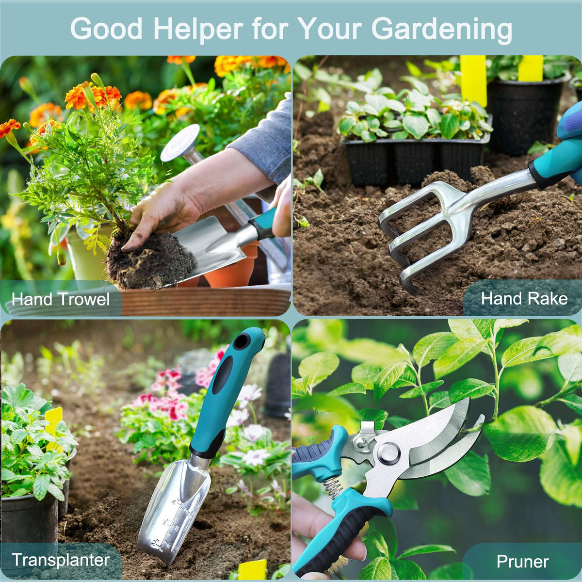 Kynup Garden Tools, Gardening Gift for Women, Men, Beginners, Gardening Hand Tools Kit, Gardening Supplies, Essentials, Garden Stuff, Rust Resistant Garden Tool Set for Weeding, Digging, Planting